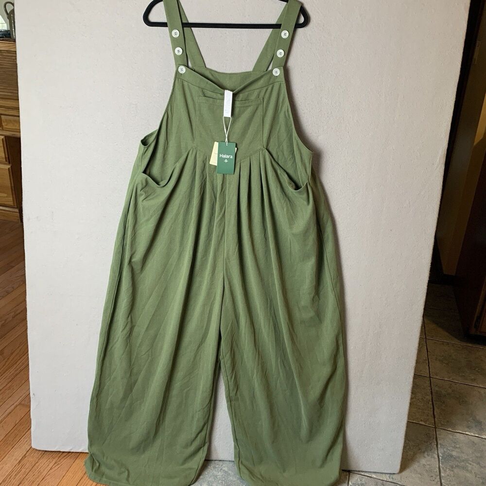 Halara Wide Leg Jumpsuit Women Plus 2X Overalls Waffle Knit Adjustable Strap NWT